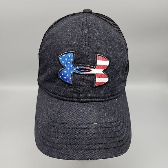 Under Armour Classic Fit American Flag Logo Black Baseball Hat Snapback Osfm - Picture 1 of 6